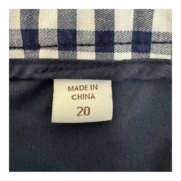 Gingham Cropped Pants, Checkered Ankle Trousers, Navy and White, Career Casual - Picture 5 of 8